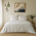 Housse de couette satin lav de coton bio blanc 260x240