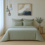 Housse de couette satin lav de coton bio vert cladon 260x240