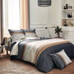 Housse de couette au style graphique satin de coton noir 240x220 cm