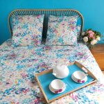 Housse de couette turquoise en percale de coton 240x220