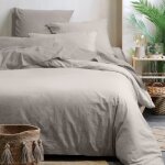 Housse de couette unie en coton bio beige 260x240 cm