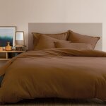 Housse de couette unie en coton chocolat 140x200cm