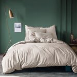 Housse de couette unie en coton lavé lin 240x220cm Housse de couette unie en coton lavé lin 240x220cm