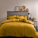 Housse de couette unie en lin lav safran 260x240cm