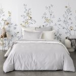 Housse de couette unie en satin de coton bio gris 260x240