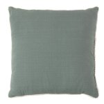 Housse de coussin en coton biologique bleu gris et bordure dentelle crue 40x40