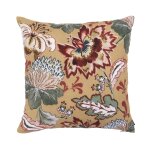 Housse de coussin en coton biologique vert olive motif floral 40x40