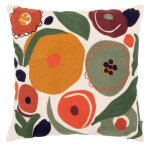 Housse de coussin en coton brodé motif floral multicolore 40x40 Housse de coussin en coton brodé motif floral multicolore 40x40