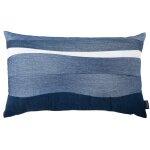 Housse de coussin en coton et lin blanc et bleu motif brodé 50x30 Housse de coussin en coton et lin blanc et bleu motif brodé 50x30
