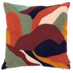 Housse de coussin en coton motif brod multicolore 40x40