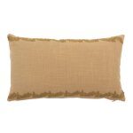 Housse de coussin en coton vert olive et fleur brode 50x30