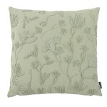 Housse de coussin en coton vert sauge motif floral brodé 40x40 Housse de coussin en coton vert sauge motif floral brodé 40x40