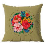 Housse de coussin extrieur motif fleuri vintage dor 45x45 cm