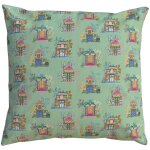 Housse de coussin extérieur motif temples lagon 60x60 cm Housse de coussin extérieur motif temples lagon 60x60 cm