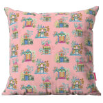 Housse de coussin extrieur motif temples rose 45x45 cm