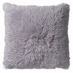 Housse de coussin gris 60x60 cm - avec fausse fourrure