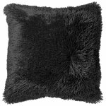 Housse de coussin noir 45x45 cm - avec fausse fourrure