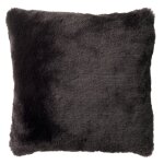 Housse de coussin noir 60x60 cm - avec fausse fourrure