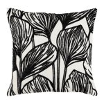 Housse de coussin en polyester brode feuilles 40x40cm