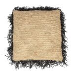 Housse de coussin en raphia naturel noir 60x60 cm