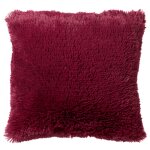 Housse de coussin rouge 45x45 cm - avec fausse fourrure Housse de coussin rouge 45x45 cm - avec fausse fourrure