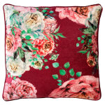 Housse de coussin rouge 45x45 cm - fleuri
