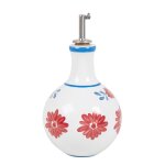 Huilier en céramique blanche motif floral bleu et rouge Huilier en céramique blanche motif floral bleu et rouge