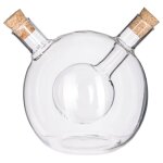 Huilier vinaigrier 2 - en - 1 transparent en verre bouchons lige - 14x10.