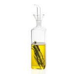 Huilier ou vinaigrier carr en verre transparent avec bec verseur 500m