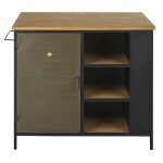 Îlot central cuisine 1 porte en bois de sapin et métal noir Îlot central cuisine 1 porte en bois de sapin et métal noir