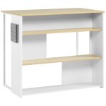 Ilot de cuisine table de bar - 3 tagres, porte - couteaux acier inox