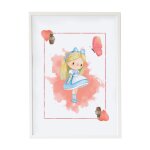 Impression coeurs de lettres alice encadr�e en bois blanc 43x33 cm