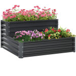 Jardinire carr potager 2 tages tle d'acier ondule gris fonc