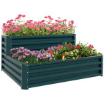 Jardinière carré potager 2 étages tôle d'acier ondulée gris foncé Jardinière carré potager 2 étages tôle d'acier ondulée gris foncé