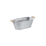 Jardini�re ovale zinc et bois 30 x 17 x 14 cm