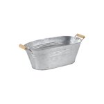 Jardini�re ovale zinc et bois 37 x 19 x 16 cm