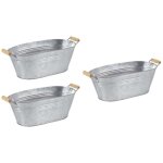Jardinière ovale zinc et bois (lot de 3) Jardinière ovale zinc et bois (lot de 3)