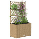 Jardinière pour plantes treillis résine tressée et acier sable Jardinière pour plantes treillis résine tressée et acier sable