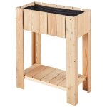 Jardinire sur pieds en bois mlze beige 66 x 30 x 78 cm