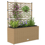 Jardinière avec treillis 3 pots résine tressée et acier sable noir Jardinière avec treillis 3 pots résine tressée et acier sable noir
