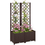 Jardinire avec treillis bac  fleurs plastique marron 80x40x135cm