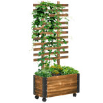 Jardinire avec treillis roulettes mtal sapin trait carbonisation