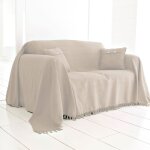 Jet de canap en coton blanc ivoire 230x250