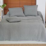 Jeté de lit en coton gris perle 180x250 Jeté de lit en coton gris perle 180x250