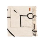 Jet de lit en coton naturel  motifs mystiques noirs 128x240
