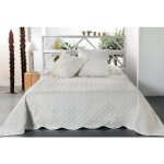 Jeté de lit aux formes géométriques surpiquées polyester ecru 230x250 Jeté de lit aux formes géométriques surpiquées polyester ecru 230x250