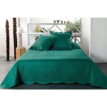 Jeté de lit aux formes géométriques surpiquées polyester vert 250x230 Jeté de lit aux formes géométriques surpiquées polyester vert 250x230