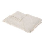 Jet de lit  franges coton ivoire 180 x 130
