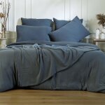 Jeté de lit gaze de coton bleu orage 230x250 Jeté de lit gaze de coton bleu orage 230x250