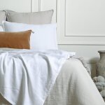 Jeté de lit lin lavé blanc 180x250 Jeté de lit lin lavé blanc 180x250